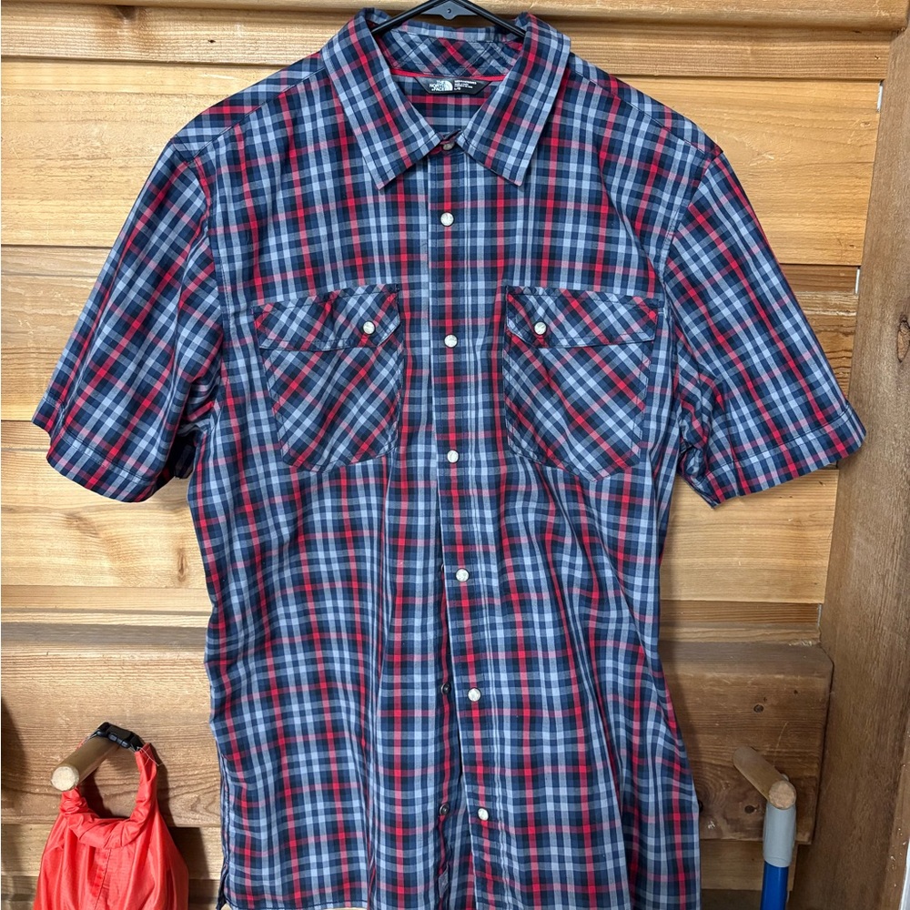 The North Face Navy, Red & White Plaid Button-Down Shirt